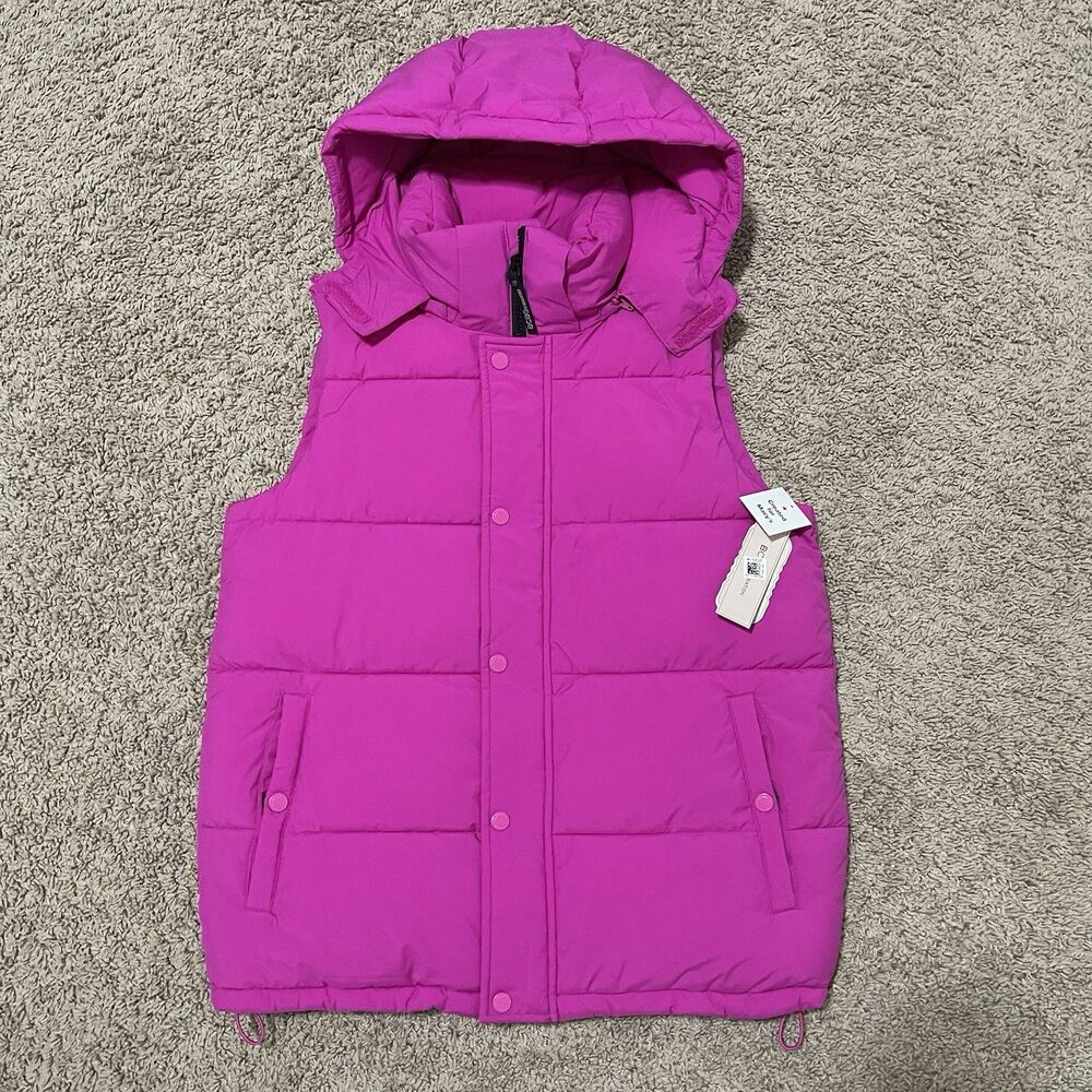 BCBGeneration Vest‎ Womens Small Magenta Pink BCBG Puffer Hooded Eco Friendly